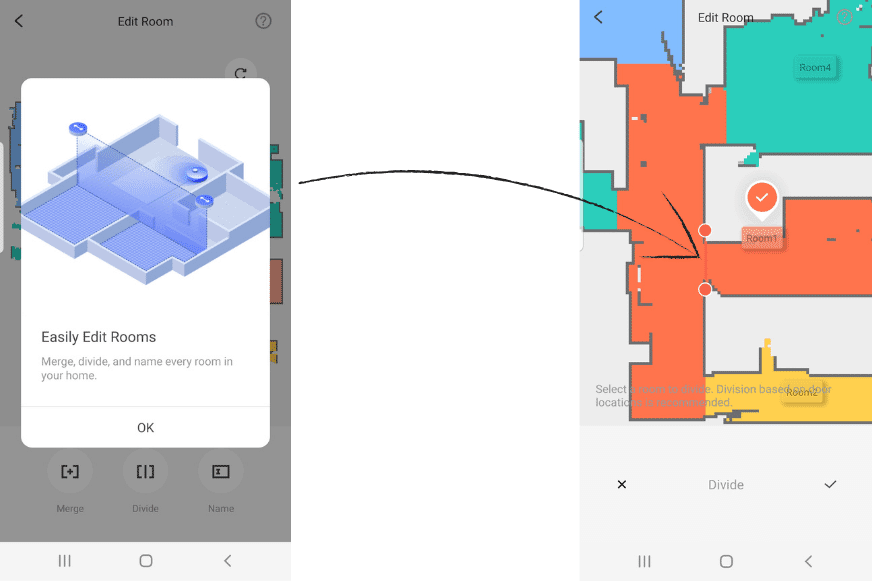 Редактирование карты квартиры в приложении Roborock S7 MaxV Ultra